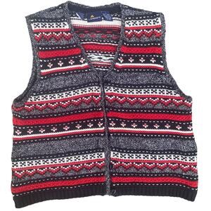 Vintage Lizsport women Large Chunky Knit Button Up Sleeveless Sweater